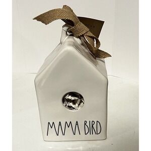 Rae Dunn Baby Bird Birdhouse White With black Letters Burlap Bow